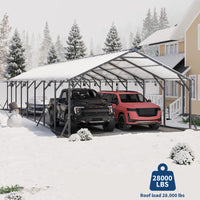 Garvee 20' x 40' x 12' Heavy Duty Metal Carport, Galvanized Steel Vertical Roof Shelter for Trucks, RVs, Boats & Tractors, Gray