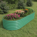 Garvee 10' X 4' X1.5' Beige Oval Galvanized Steel Raised Garden Bed Kit Durable Modular Metal Planter Open Bottom for Vegetables Flowers Herbs - Green