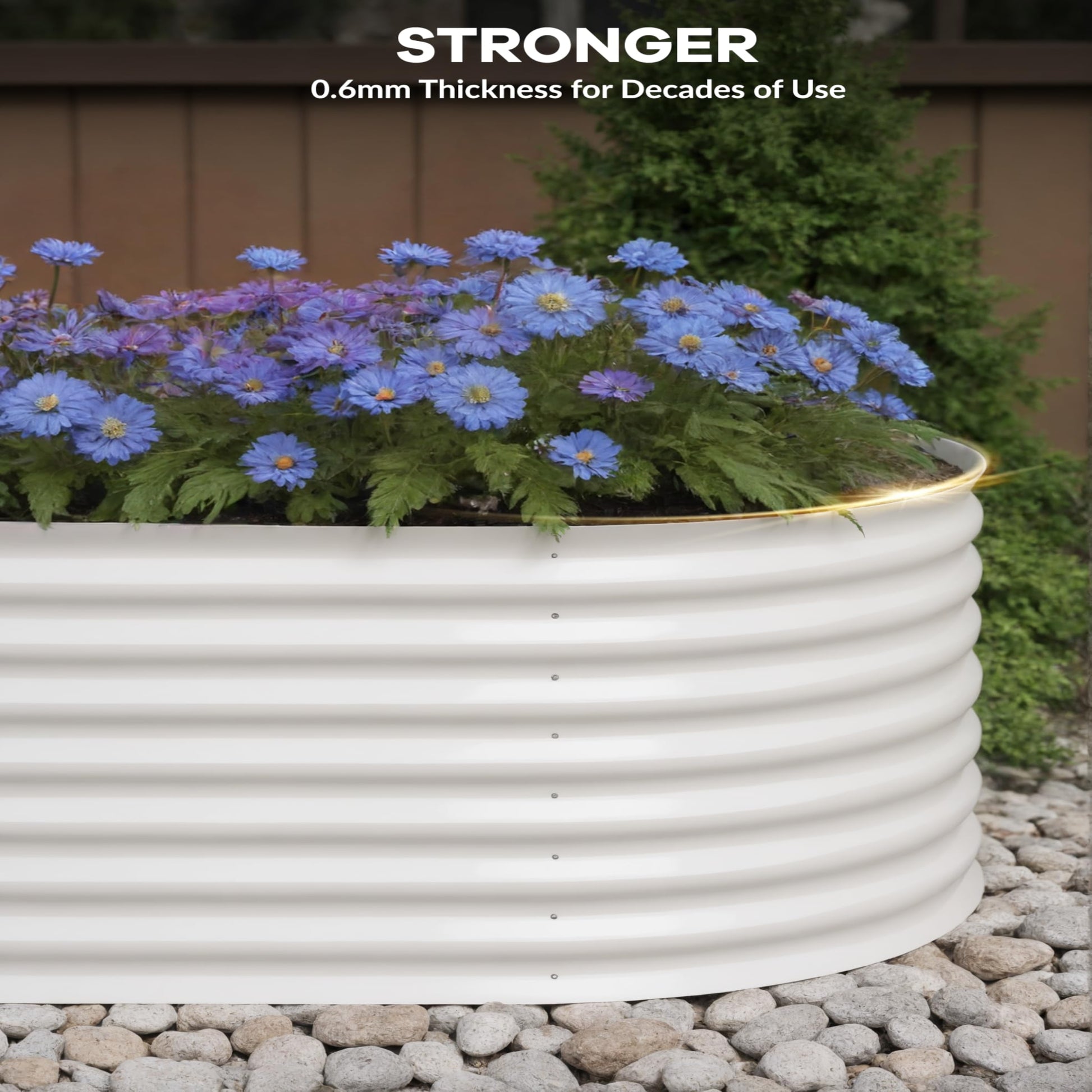 Garvee 8' X 4' X 2' Beige Oval Galvanized Steel Raised Garden Bed Kit 8X4X2 FT Durable Modular Metal Planter Open Bottom for Vegetables Flowers Herbs