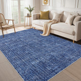 Garvee Living Room Rug 5x7 Washable Non Slip Soft Low Pile Polyester Fiber Blue Modern Minimalist for Bedroom Dining Room - Blue