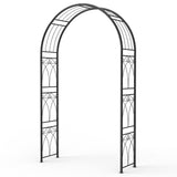 Garvee 8FT Garden Arch Arbor Metal Climbing Plant Support Rust-Resistant Steel Powder-Coated Black Wedding Lawn Patio Decor