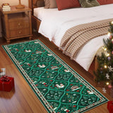 Garvee Christmas Runner Rug 2x6 Non-Slip Washable Polyester Soft Low Pile Stain Resistant Green for Kitchen Hallway Bedroom - Green
