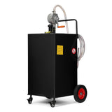 Garvee 35-Gallon Fuel Caddy - Manual Transfer Pump with 8ft hose Fueling Nozzle and 360° Swivel Connector, 4-Wheel Design for Gasoline and Diesel, Ideal for Cars, Lawn Mowers, and Boats, Black - Black
