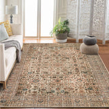 Garvee Persian Beige Camel 8x10 Vintage Floral Boho Area Rug Large Washable Non-Slip Low Pile Faux Wool for Living Room Bedroom - Beige Camel