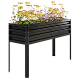 Garvee Raised Garden Bed with Watering Reservoir, Tall Elevated Planter, Heavy Duty Steel, Modular Drainage System, Black, Ideal for Vegetables & Herbs - Black