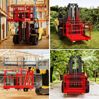 Garvee 36" × 36" Forklift Safety Cage, 1200 lb Steel Man Basket with Locking Casters, Guardrails & Drain Hole, Red