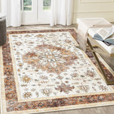 Garvee Washable 2x3 Area Rugs Entryway Rugs for Kitchen Bathroom Non-Slip Traditional Door Mat Boho Vintage Stain Resistant Ultra-Thin Small Throw Carpet for Bedroom Entry Camel - Camel