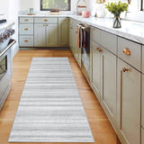 Garvee 2x6 Washable Runner Rug Modern Striped Non-Skid Stain-Resistant Polyester Low Pile Soft TPR Backing Hallway Kitchen Entryway - Gray