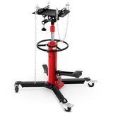 Garvee Transmission Jack 1100 lbs 2-Stage Hydraulic Steel Foot Pedal 360° Swivel Wheels Garage Use - Red
