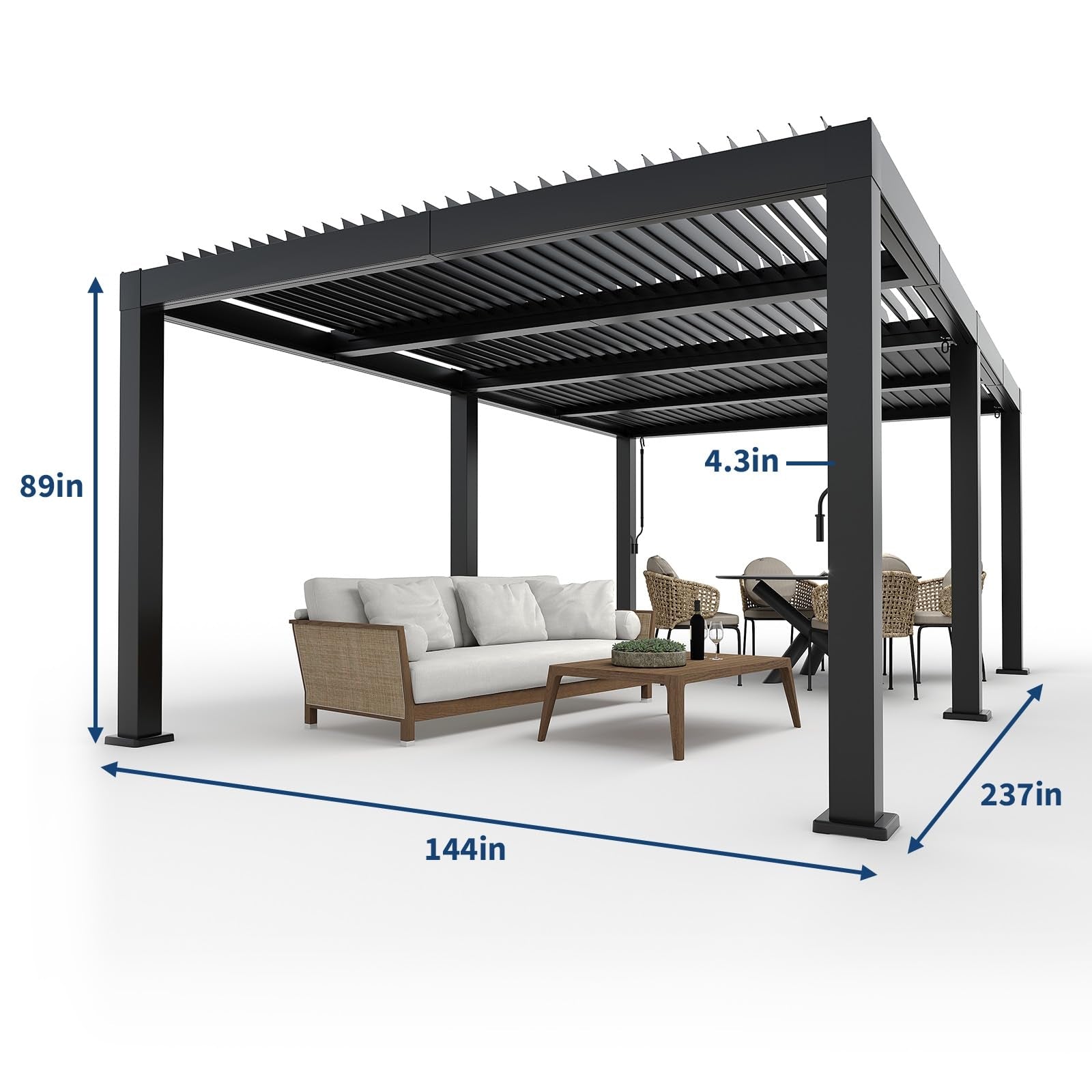Garvee 12' x 20' Aluminum Louvered Pergola, Adjustable Roof Patio Gazebo with Integrated Drainage, Rustproof All-Aluminum Frame for Deck, Backyard & Outdoor Dining, Gray