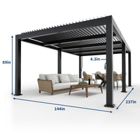 Garvee 12' x 20' Aluminum Louvered Pergola, Adjustable Roof Patio Gazebo with Integrated Drainage, Rustproof All-Aluminum Frame for Deck, Backyard & Outdoor Dining, Gray