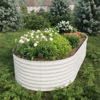 Garvee 8' X 4' X 2' Beige Oval Galvanized Steel Raised Garden Bed Kit 8X4X2 FT Durable Modular Metal Planter Open Bottom for Vegetables Flowers Herbs