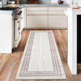 Garvee Hallway Runner Rug 2x6 - Non-Slip, Waterproof, Low Pile Faux Wool - Stain Resistant, Machine Washable - Beige for Entryway, Kitchen, Bedroom - Beige