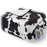Garvee Heated Electric Blanket Queen Size with LCD Dual Controller, Cow Print Heating Blankets, 10 Heat Levels & 1-12H Time Settings, ETL Certified, Machine Washable, Brown White, 84" x 90" - Cow-Brown