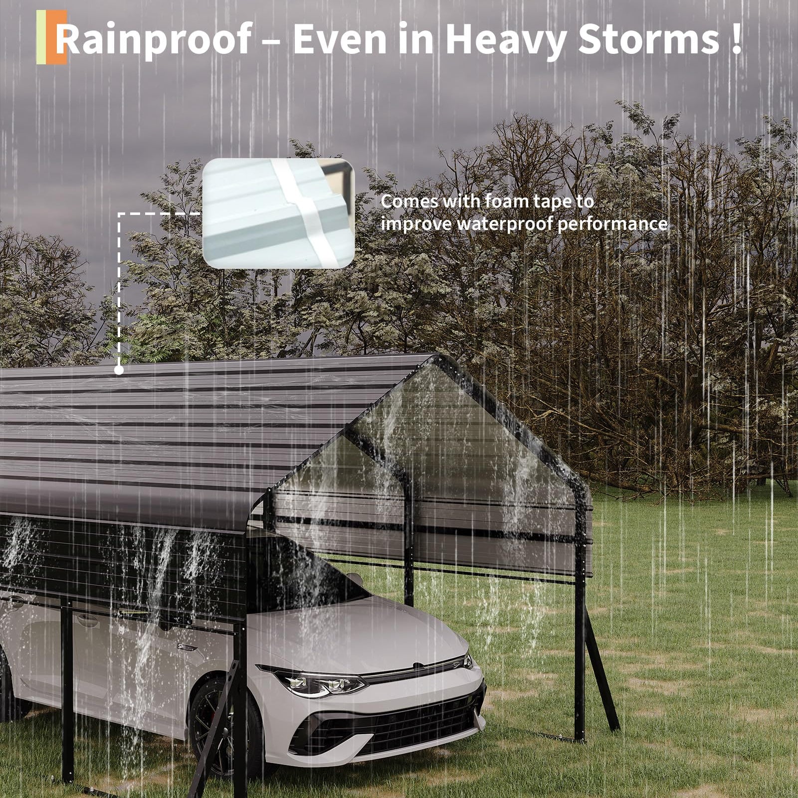 Garvee 10' X 15'  Heavy Duty Metal Carport Kit for Trucks, Boats, RVs, Tractors – Reinforced Frame, Anchors, All-Weather Outdoor Storage Shelter, 100MPH Wind & 35PSF Snow Rated, Quick Assembly
