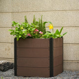 Garvee 25" × 25" × 23" Wood-Look Composite Raised Garden Bed, Open-Bottom Planter Box for Vegetables & Herbs, Brown - Brown