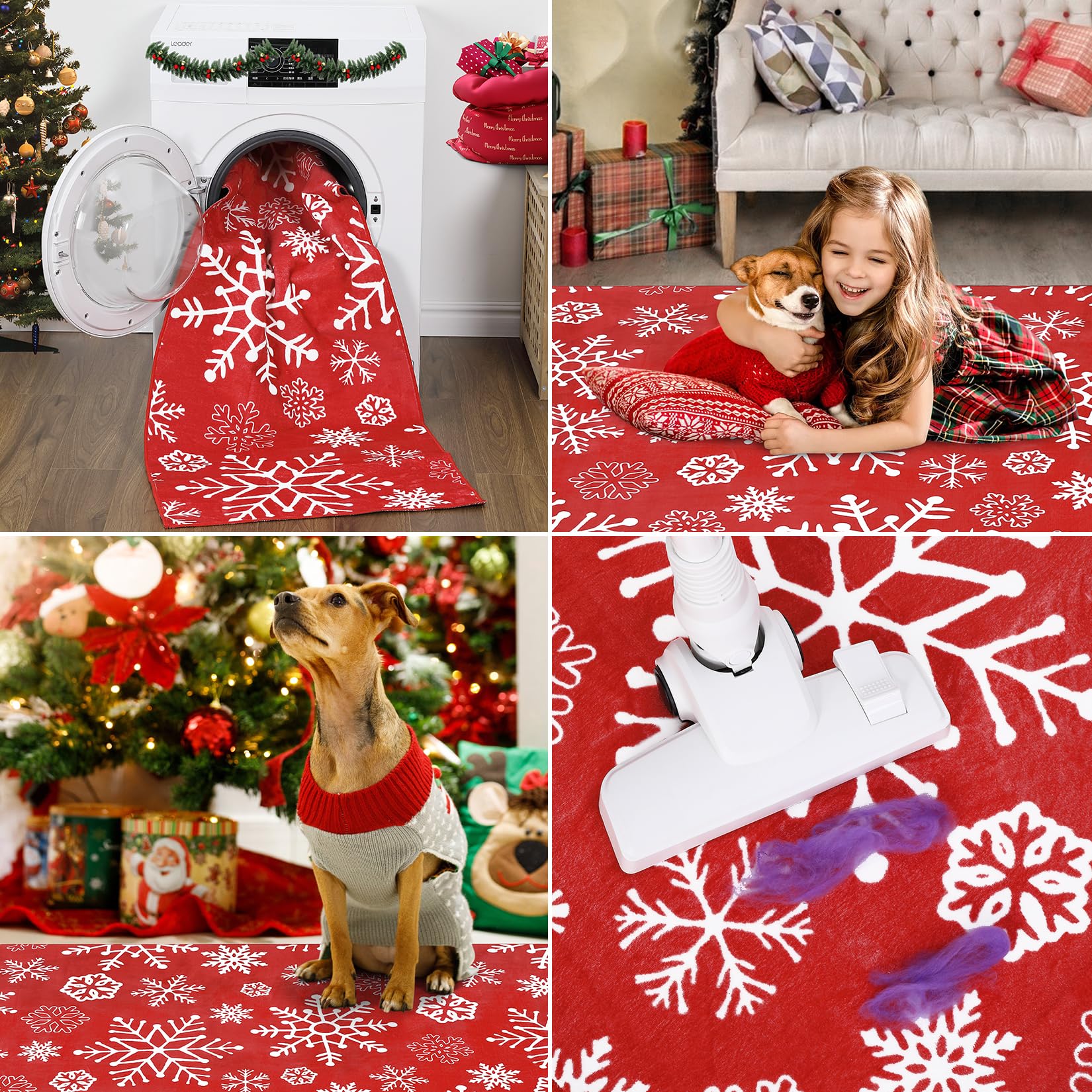 Garvee Christmas Area Rug 4x6 Snowflake Pattern Machine Washable Non Slip Polyester Indoor Decorative Accent Rug for Living Room Bedroom Kitchen
