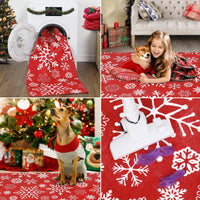 Garvee Christmas Area Rug 4x6 Snowflake Pattern Machine Washable Non Slip Polyester Indoor Decorative Accent Rug for Living Room Bedroom Kitchen