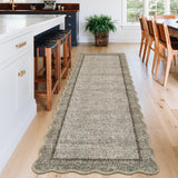 Garvee Long Runner Rug 2x10 Scalloped Runner Neutral Accent Rug with Non Slip TPR Backing, Low Pile Thin Kitchen Mats, Soft Non Shedding Floor Covering, Indoor Carpet for Hallway, Brown - Brown