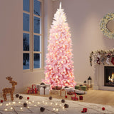 Garvee 7.5ft Pink Gradient Christmas Tree, Pre Lit Fake Christmas Tree with 300 Dual Color LED Lights & 820 Branch Tips, Snow Flocked Xmas  Tree Decoration for Home & Office - Pink Gradient