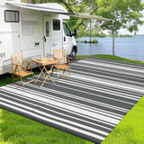 Garvee Outdoor Grey 9x18 Large Rugs, Waterproof Reversible Plastic Straw Durable UV-Resistant Foldable with Carry Bag for Patio Camping RV Deck - Gray