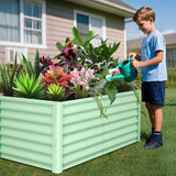 Garvee Raised Garden Bed 6x3x2 FT Galvanized Steel Durable Rust-Resistant Open Base Tool-Free Assembly Green Outdoor Gardening