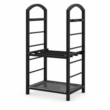 Garvee 30" 2-Tier Firewood Rack, 165 lb Wrought Iron Log Holder with 4 Tool Hooks for Fireplace, Patio & Deck, Copper