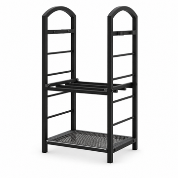 Garvee 30" 2-Tier Firewood Rack, 165 lb Wrought Iron Log Holder with 4 Tool Hooks for Fireplace, Patio & Deck, Copper
