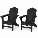 Garvee 2 pieces HDPE Adirondack Patio Chairs, Wood Grain Texture, Ergonomic Contoured Backrest, Ideal for Garden, Deck, Poolside - Brown - Black