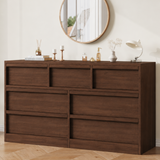 Garvee 7 Drawers Dresser for Bedroom, Wide Antique Chest of Drawers with Large Storage, Wooden Dresser Organizer - Walnut