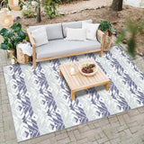 Garvee Outdoor Blue & White 9×12 Large Area Rug Washed Back Print Folding Rug Waterproof Rug Easy-Cleaning Farmhouse Outdoor Rug for Outdoors Rv Patio Backyard Deck Picnic Beach Camping - Blue & White