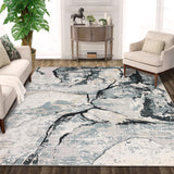 Garvee Abstract Blue 5x7 Washable Modern Abstract Area Rug Large Non Slip Living Room Rug Low Pile Soft Floor Carpet for Bedroom Home Office - Blue