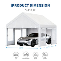 Garvee Heavy Duty Carport 13x20 FT Portable Garage with 4 Doors & 4 Windows, Reinforced Galvanized Steel Frame, Waterproof PE Tarp, Roll-Up Mesh Windows, Yellow, Outdoor Shelter for Cars & Gatherings
