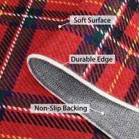 Garvee Christmas Runner Rug 2x8 Hallway Runners Washable Plaid Rug Xmas Decor Non Slip Kitchen Rugs Bath Mat Grid Low Pile Entryway Rug Stain Resistant Carpet for Laundry Entance Plaid|Red 2'x8'