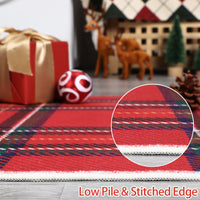 Garvee Christmas Door Mat 2x3 Washable Plaid Area Rug Xmas Doormat Non Slip Kitchen Rugs Bath Mat Low Pile Entryway Rug Home Decor Soft Stain Resistant Carpet for Laundry Entance Plaid|Red 2'x3'