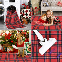 Garvee Christmas Door Mat 2x3 Washable Plaid Area Rug Xmas Doormat Non Slip Kitchen Rugs Bath Mat Low Pile Entryway Rug Home Decor Soft Stain Resistant Carpet for Laundry Entance Plaid|Red 2'x3'