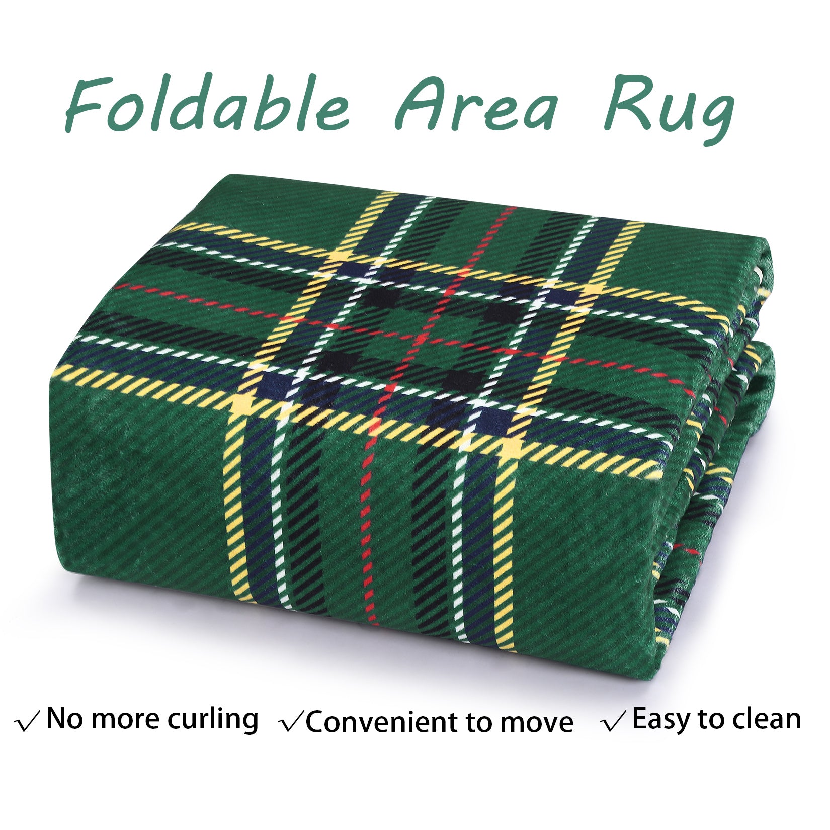 Garvee Christmas Runner Rug 2x8 Hallway Runners Washable Plaid Rug Xmas Decor Non Slip Kitchen Rugs Bath Mat Grid Low Pile Entryway Rug Stain Resistant Carpet for Laundry Entance Plaid|Green 2'x8'