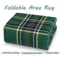 Garvee Christmas Runner Rug 2x8 Hallway Runners Washable Plaid Rug Xmas Decor Non Slip Kitchen Rugs Bath Mat Grid Low Pile Entryway Rug Stain Resistant Carpet for Laundry Entance Plaid|Green 2'x8'