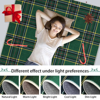 Garvee Christmas Runner Rug 2x8 Hallway Runners Washable Plaid Rug Xmas Decor Non Slip Kitchen Rugs Bath Mat Grid Low Pile Entryway Rug Stain Resistant Carpet for Laundry Entance Plaid|Green 2'x8'