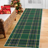 Garvee Christmas Runner Rug 2x8 Hallway Runners Washable Plaid Rug Xmas Decor Non Slip Kitchen Rugs Bath Mat Grid Low Pile Entryway Rug Stain Resistant Carpet for Laundry Entance Plaid|Green 2'x8' - Green