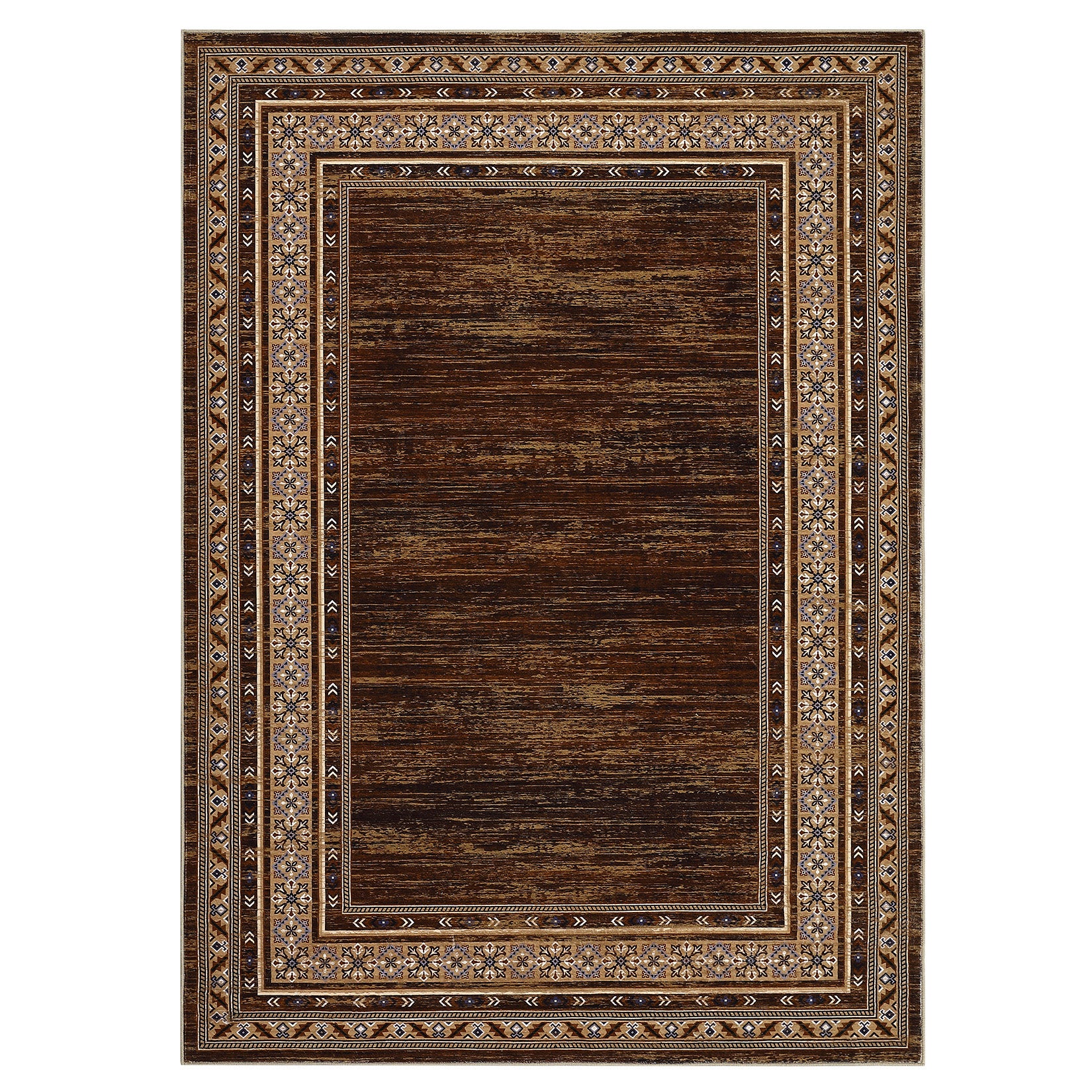 Garvee Red-Brown Washable Bordered Area Rug 5' × 7', Non Slip Low Pile Non Shedding Rug, Modern Distressed Geometric Rug for Living Room Dining Room Bedroom