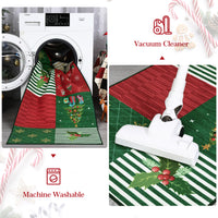 Garvee Christmas Runner Rug 2x6 Hallway Rug Xmas Red Runner Kitchen Rug Washable Rug Non Slip Carpet Snowman Stocking Santa Claus Soft Rug for Bathroom Laundry Living Room 2'x6' Plaid Patchwork