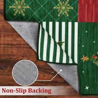 Garvee Christmas Area Rug 4x6 Rug Washable Rug Xmas Deer Santa Claus Holiday Decor Small Rug Entryway Rug Non Slip Carpet Soft Low Pile Accent Rugs for Nursery Living Room 4'x6' Plaid Patchwork