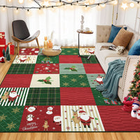 Garvee Christmas Area Rug 4x6 Rug Washable Rug Xmas Deer Santa Claus Holiday Decor Small Rug Entryway Rug Non Slip Carpet Soft Low Pile Accent Rugs for Nursery Living Room 4'x6' Plaid Patchwork