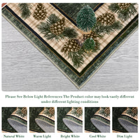 Garvee Washable Rug 5x7 Area Rug for Living Room Green Plaid Rug Christmas Rug with Pinecorn Non Slip Soft Accent Rug for Bedroom Stain Resistant Carpet for Nursery Office Plaid|Green 5'x7'