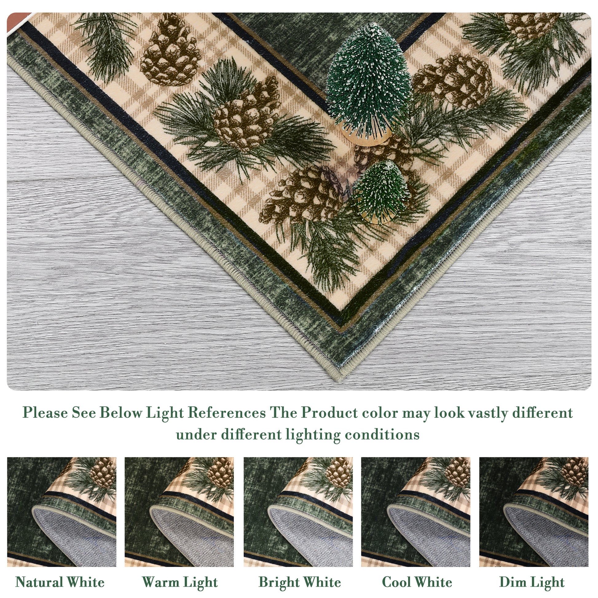 Garvee Washable Area Rug 8x10 Rug Green Plaid Rug Xmas Decor Tartan Non Slip Living Room Rug Soft Large Area Rug for Bedroom Low Pile Stain Resistant Carpet for Nursery Office Border|Green 8'x10'