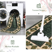 Garvee Washable Area Rug 8x10 Rug Green Plaid Rug Xmas Decor Tartan Non Slip Living Room Rug Soft Large Area Rug for Bedroom Low Pile Stain Resistant Carpet for Nursery Office Border|Green 8'x10'