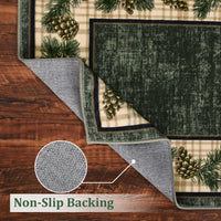 Garvee Washable Area Rug 8x10 Rug Green Plaid Rug Xmas Decor Tartan Non Slip Living Room Rug Soft Large Area Rug for Bedroom Low Pile Stain Resistant Carpet for Nursery Office Border|Green 8'x10'
