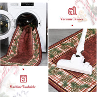 Garvee Washable Area Rug 6x9 for Living Room Christmas Rug Red Plaid Rug with Pinecone, Non Slip Soft Accent Rug for Bedroom Low Pile Stain Resistant Carpet for Nursery Office Border|Red 6'x9'