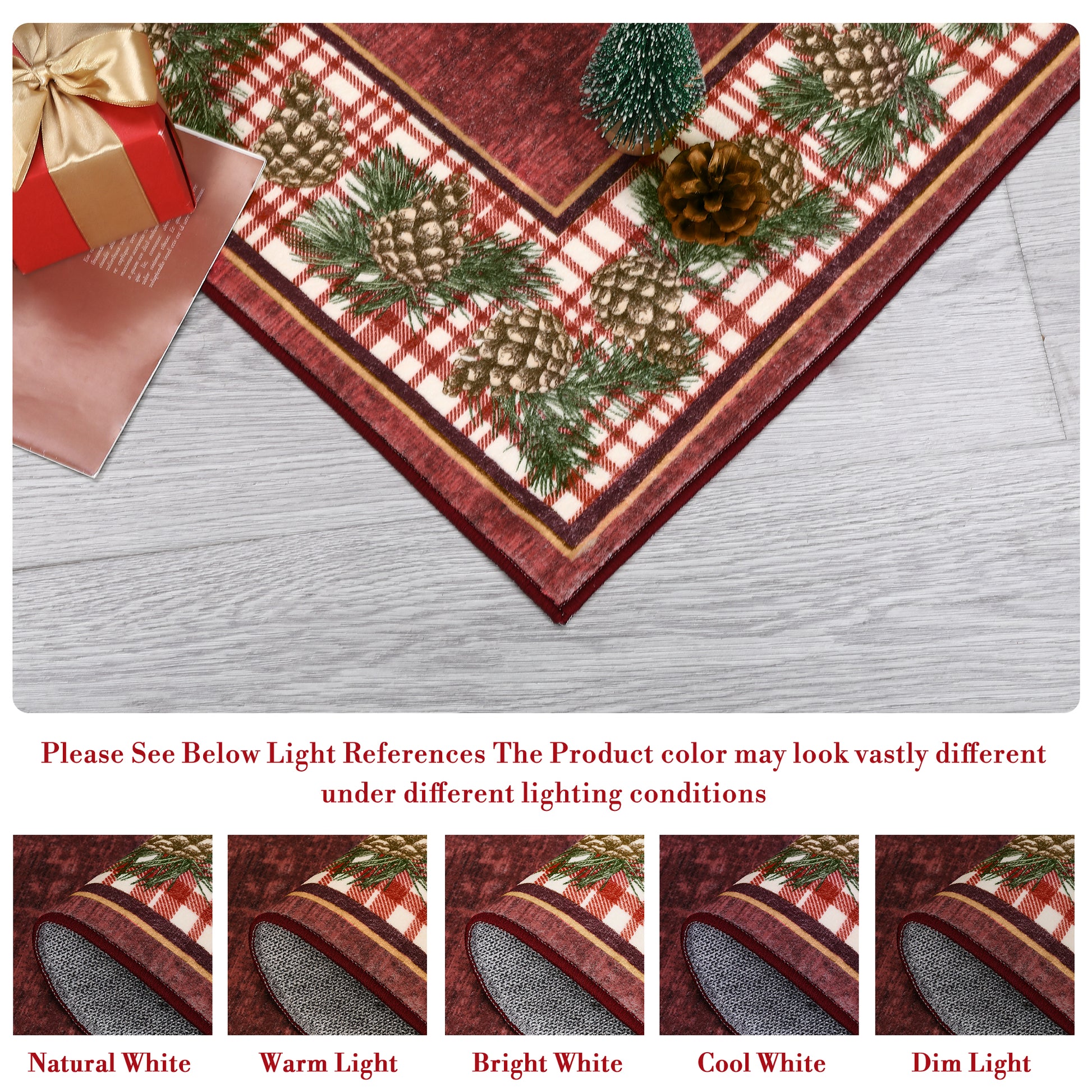 Garvee Washable Area Rug 5x7 Rug Red Plaid Rug Xmas Decor Non Slip Entryway Rug Grid Living Room Rug Soft Accent Rug for Bedroom Low Pile Stain Resistant Carpet for Nursery Office